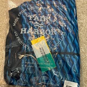 New with tags Fair Harbor Anchor Swim Trunks in Blue Art Waves print 2X